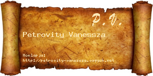 Petrovity Vanessza névjegykártya